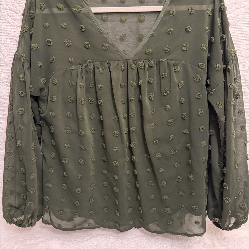 Olive Green Textured Women's Top